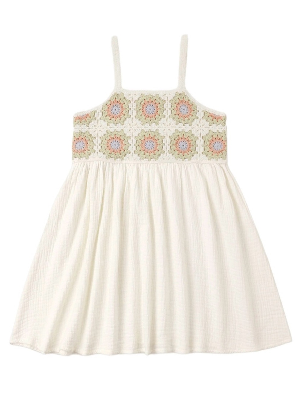 Rylee + Cru Cream Crochet sundress cotton daisy check, NWT